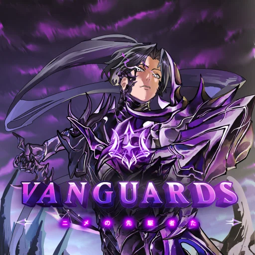 Vanguards game icon: an armored figure in spiked purple and black armor above the VANGUARDS logo