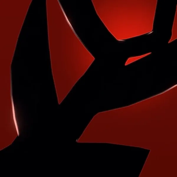 Black antler-shaped silhouette against a deep red glow