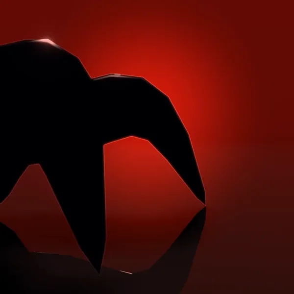 Black clawed hand silhouette reaching across a red background